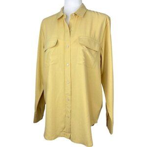 Everlane Women's NWT Yellow Silk Relaxed Long Sleeve Designer‎ Shirt 10/C46